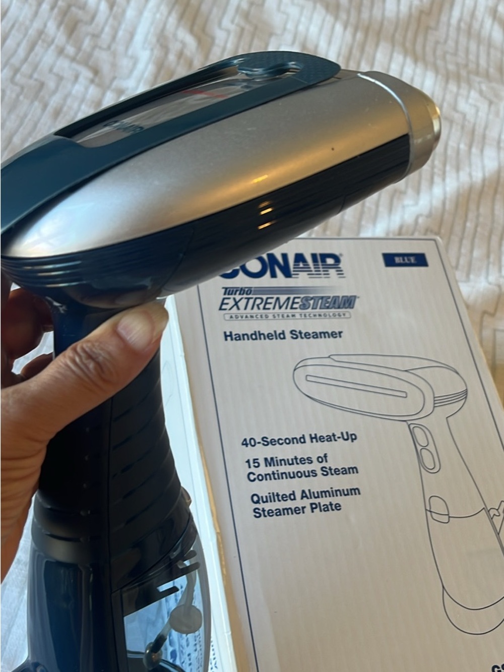 Conair Turbo ExtremeSteam Handheld Steamer – Silver/Blue New In Box $60 Retail